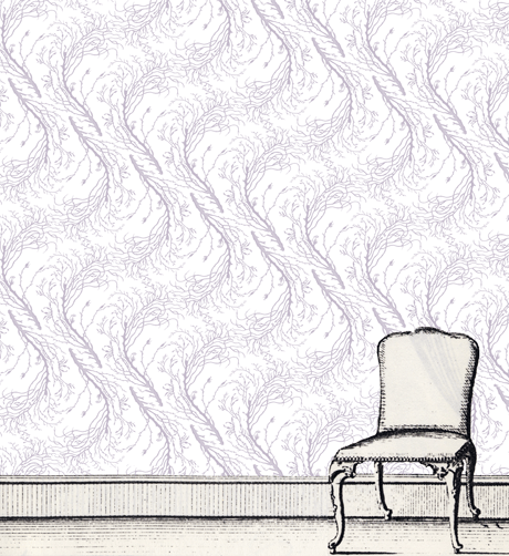 Fern IceLilac on White chair.